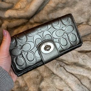 Coach metallic leather wallet